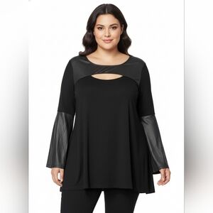 Love & Legend Cut-out Front Black Bell Sleeves Faux Leather Whimsigoth‎ Witchy